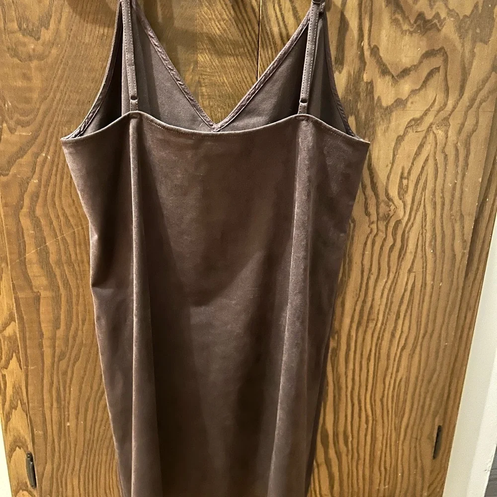 Aritzia Wilfred Free Vivienne Dress Spaghetti Strap Mini Dress Brown | Large - Picture 6 of 7